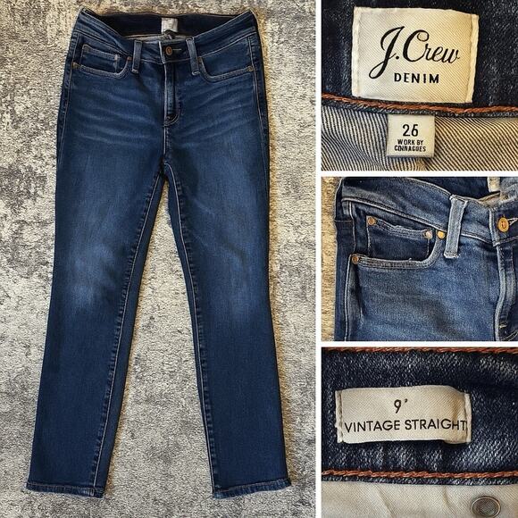 J Crew Re-Imagined Vintage Size 26 Womens 9" Straight Jeans Dark Wash Denim - Picture 1 of 10